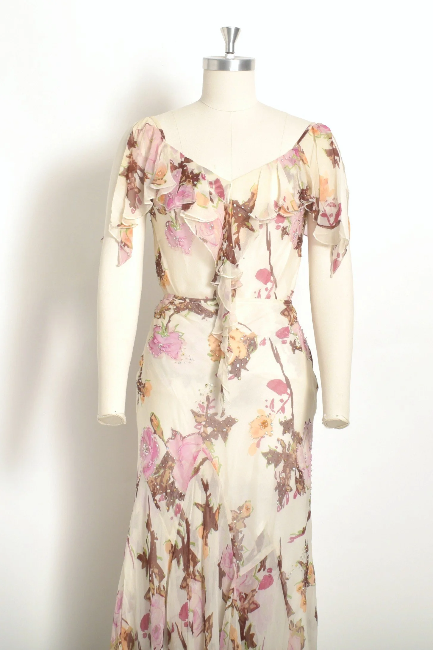 90s Diane Freis Cherry Blossom Silk Dress-M/L/XL — La Poubelle Vintage